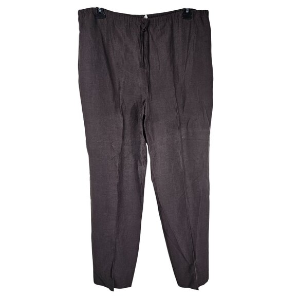 VTG J. Jill Silk Linen Blend Pull On Pants 12 Elastic Waist Drawstring Relaxed - Picture 1 of 9